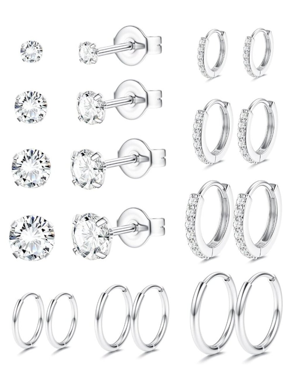 Hypoallergenic Surgical Steel Stud and Hoop Earrings Set for Sensitive Ears